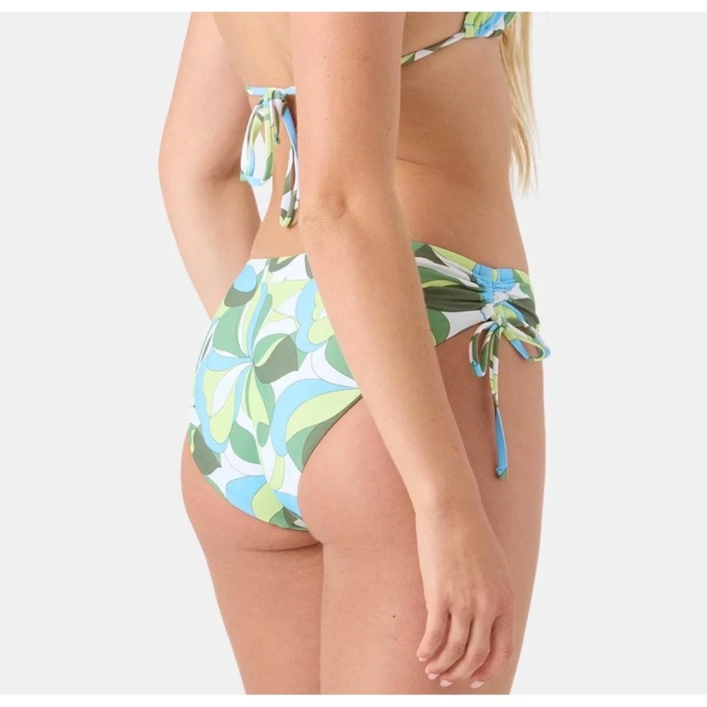 NWT Roxy Green Tropics Side Tie Bikini Bottoms UPF 50+ Quick Dry Medium